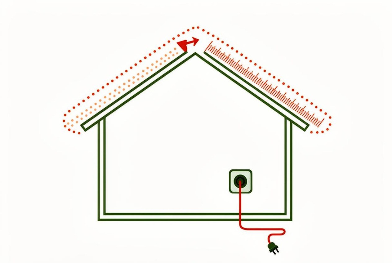 House outline with strand lengths and power cord markers